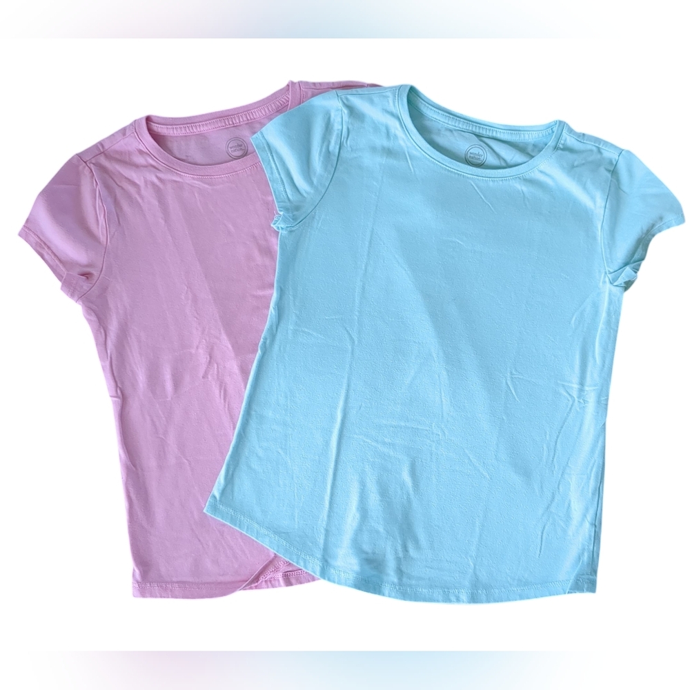 Girls Set of 2 Solid T-shirts (Size M/7/8)